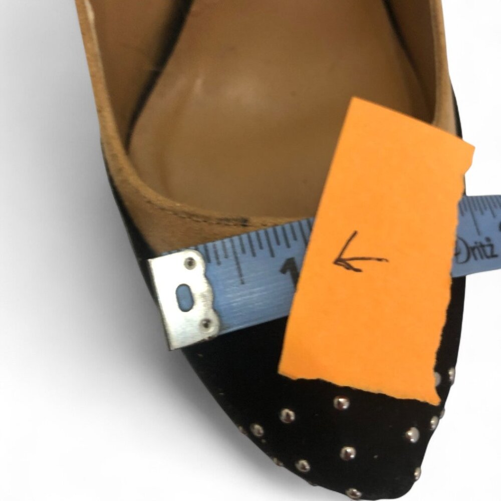 Penny Loves Kenny Women's Suede 5" Pumps Metallic Silver Studded Toe Size 7 New - Picture 11 of 16